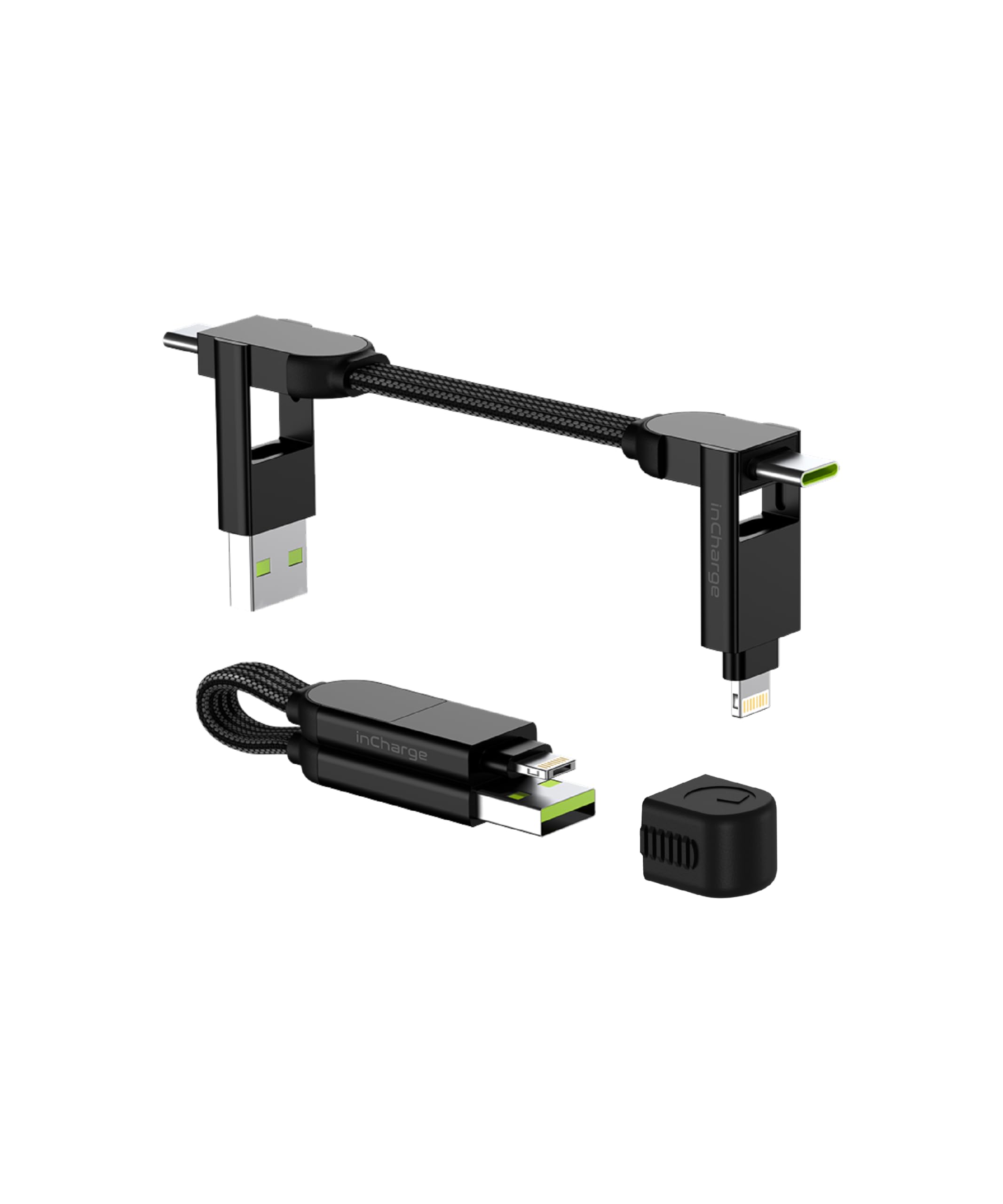 人気品！ in Chage インチャージ 6 Max USB A B C 黒 2×3=6 あらゆるポートに対応したミニマルケーブル : inCharge6 – DOTZ